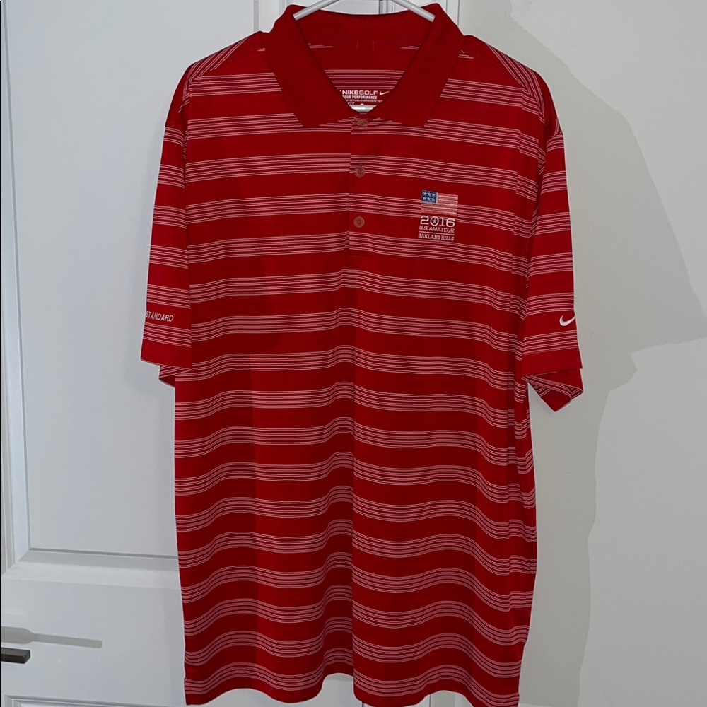 Nike Tour Performance 2016 US Amateur Open Oakland Hills Polo Golf Shirt XL Red